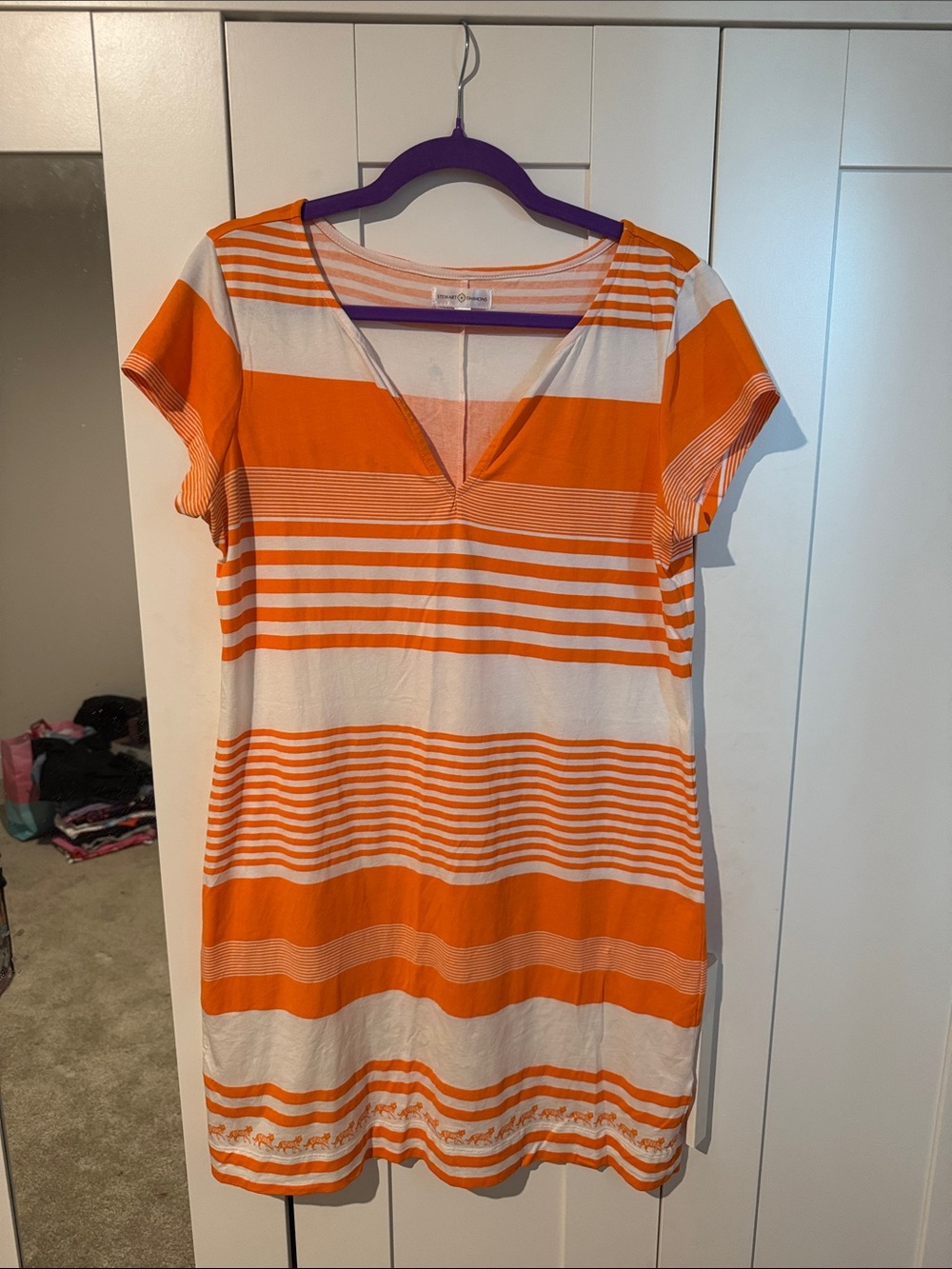 Striped Orange & White V-Neck Tiger Dress